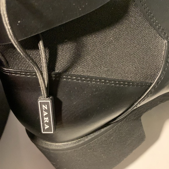 ZARA TRF Ankle  Boots Womens 41 Black Leather Buckle block heel - Picture 8 of 10